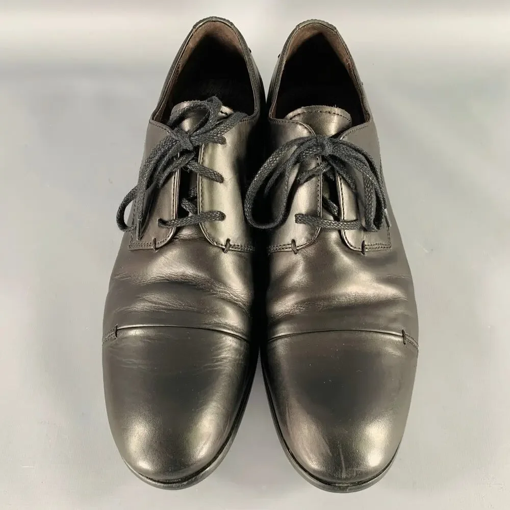JOHN VARVATOS Size 9.5 Black Leather Derby Lace-Up Shoes